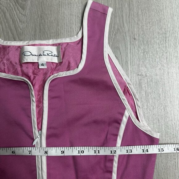 Vtg Oscar De La Renta Shift Dress Sz 4 Pink Sleeveless Colorblock Old Money - Picture 8 of 10